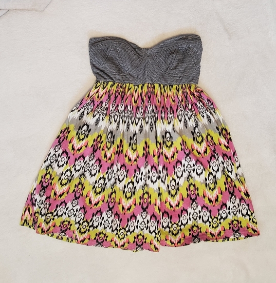 💚5/$25 BILLABONG Mix 'N Up Mini Dress Strapless Multicolor Size Small - Picture 3 of 6